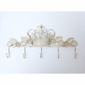 Decorative Wall Hooks Coated Metal Rustic Mounted Coat Rack Hook Crown Floral
